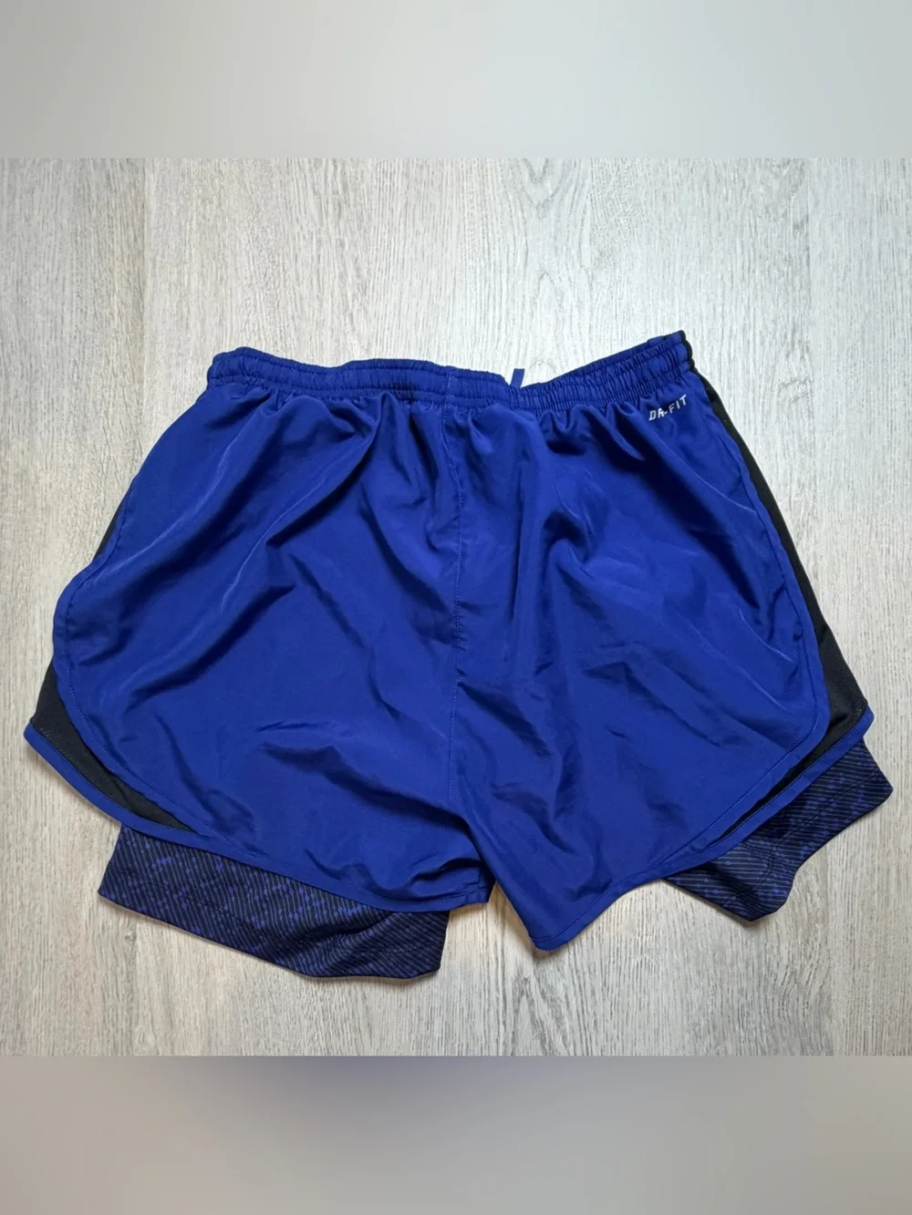 Nike Dri-FIT 2-in-1 Royal Blue Black Running Shorts M
